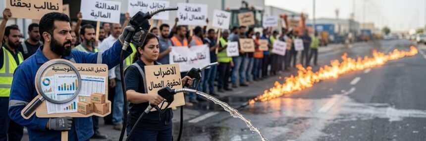 الموظفون والاضراب البنزين